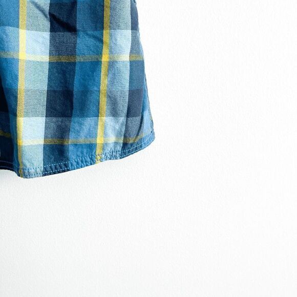 Bench Mens Casual Shirt Button Down Short Sleeve Plaid Blue Size Large - Picture 3 of 7